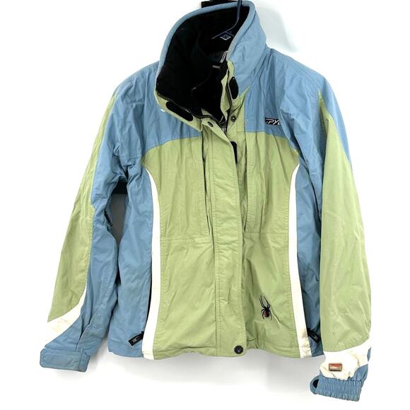 Spyder Size 10 Blue Green Jacket Coat Zip in Fleece Liner Outdoors Layers Winter - Picture 1 of 10